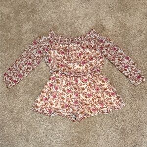Aakaa Pink and Brown Floral Romper